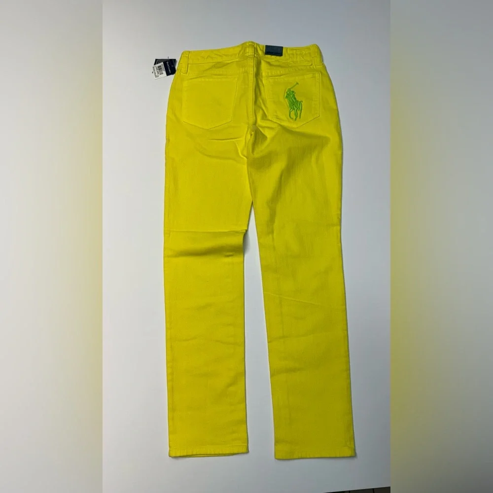 Lot Of 2 Ralph Lauren Bowery Skinny Jeans Girls 12 Big Pony  Yellow /green NWT
